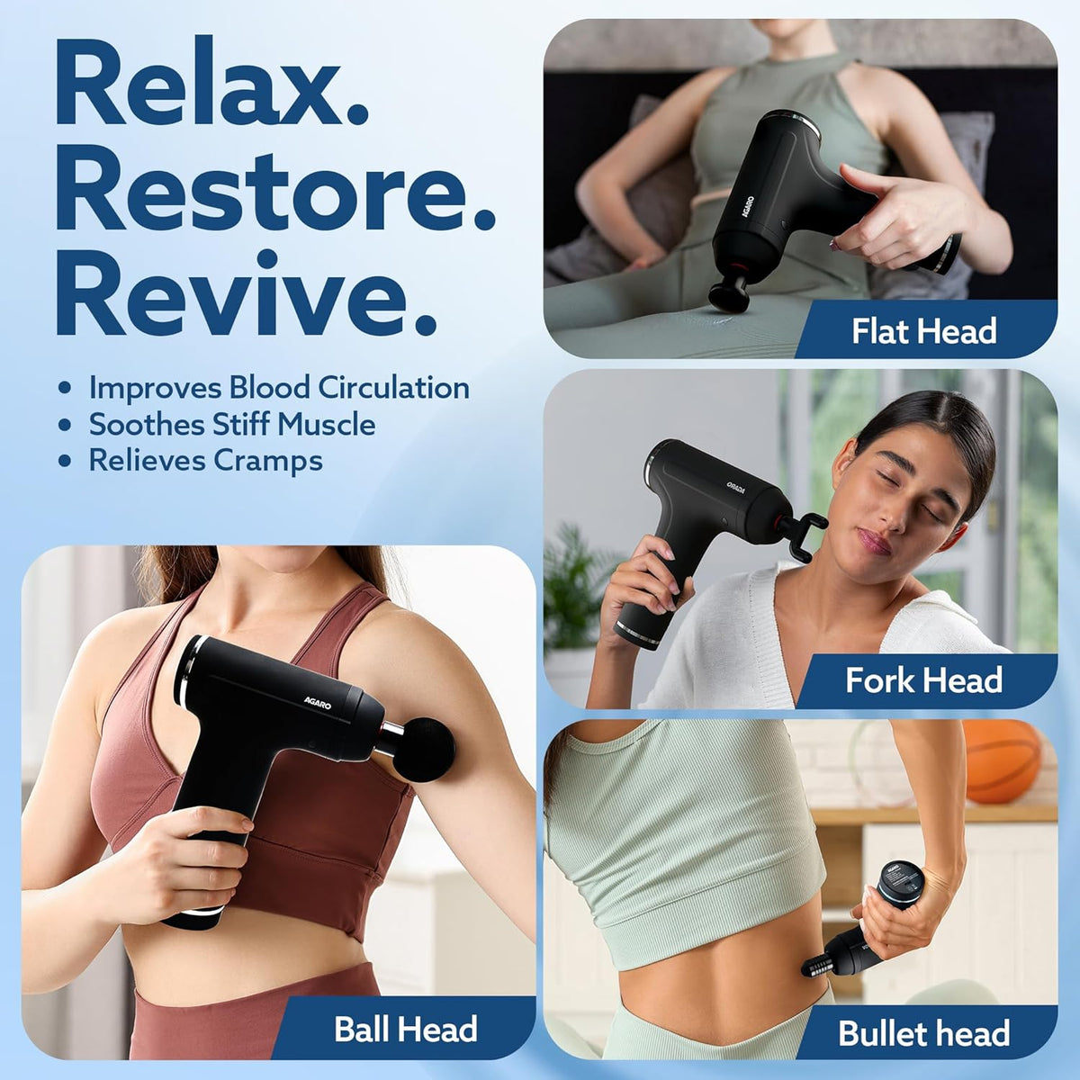 Full body Massager Machine, Handheld Deep Tissue Massage Gun, 4 Heads, 6 Speed, Rechargeable Percussion Massager for Muscle Relief & Relaxation, for...